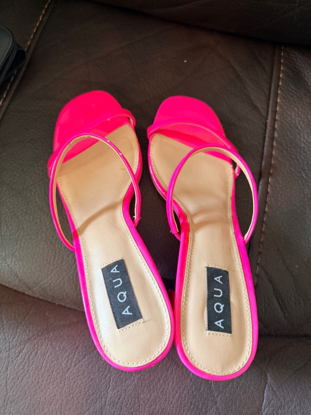 Aqua Hot Pink Strappy Slide Sandals